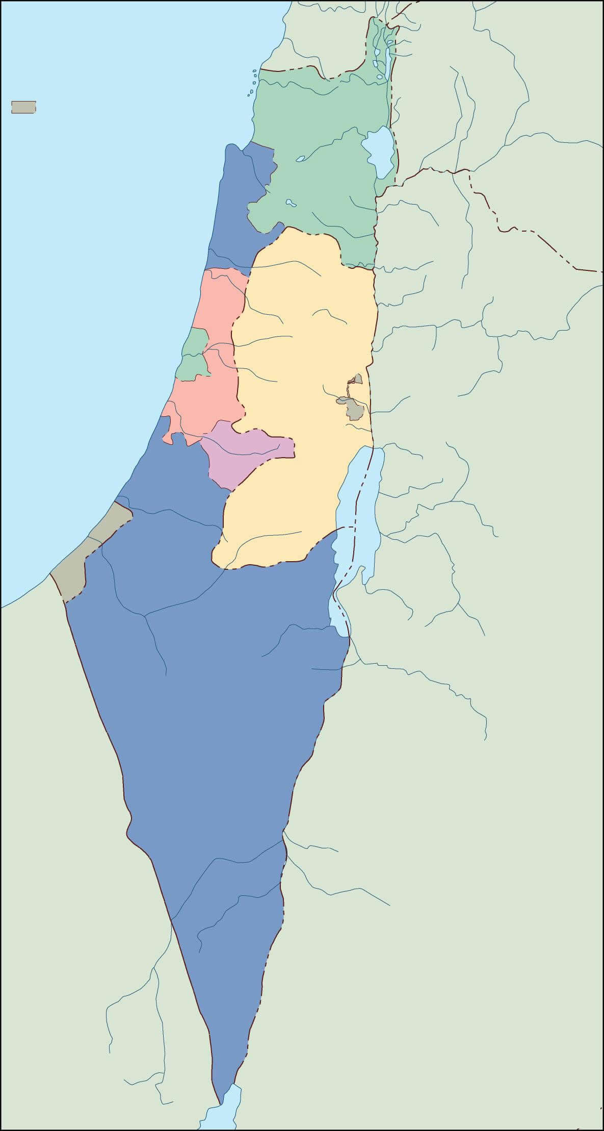 Israel blank political map with regions