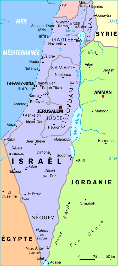 Israel politcal map in french