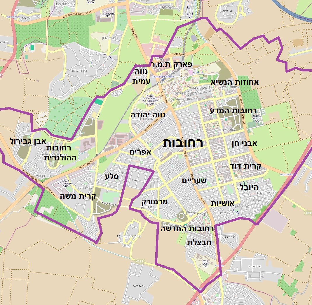 Rehovot hebrew map