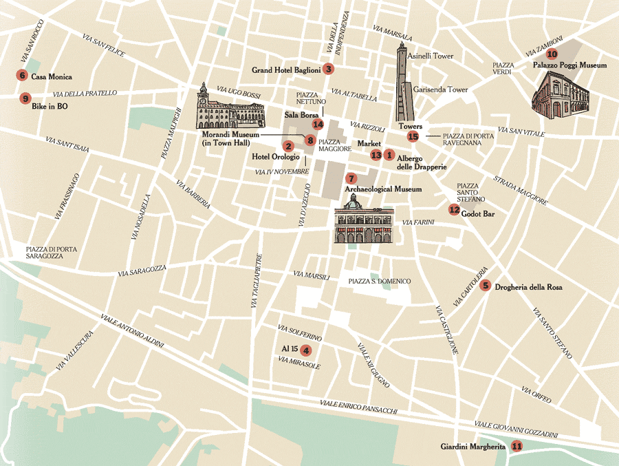Bologna tourism map