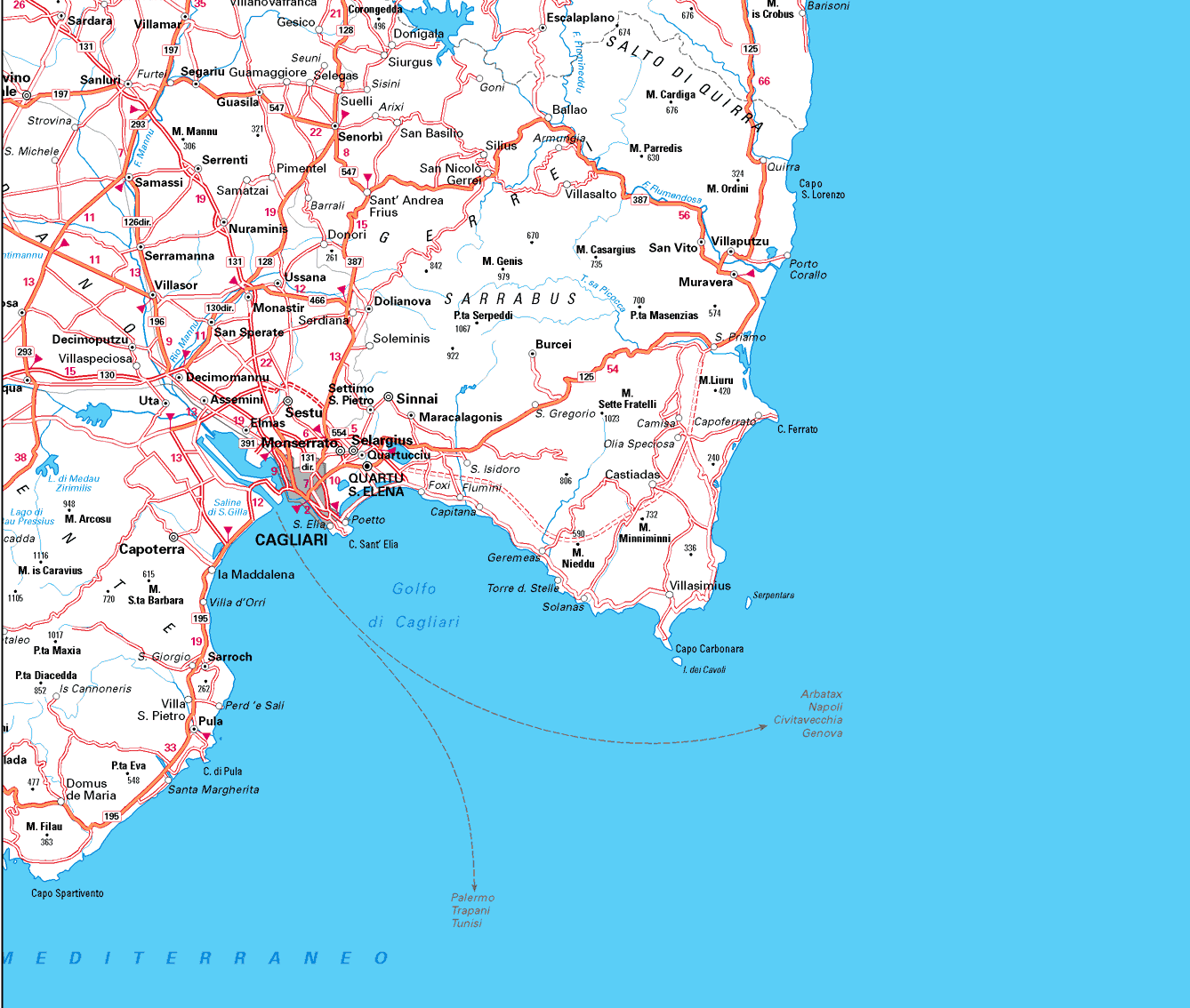 Cagliari area map
