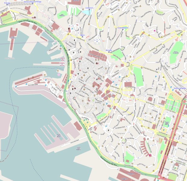 Genoa city center map