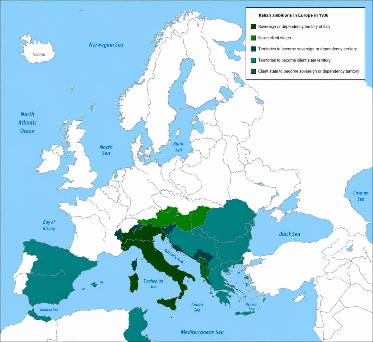 Italy territorial claims map 1936