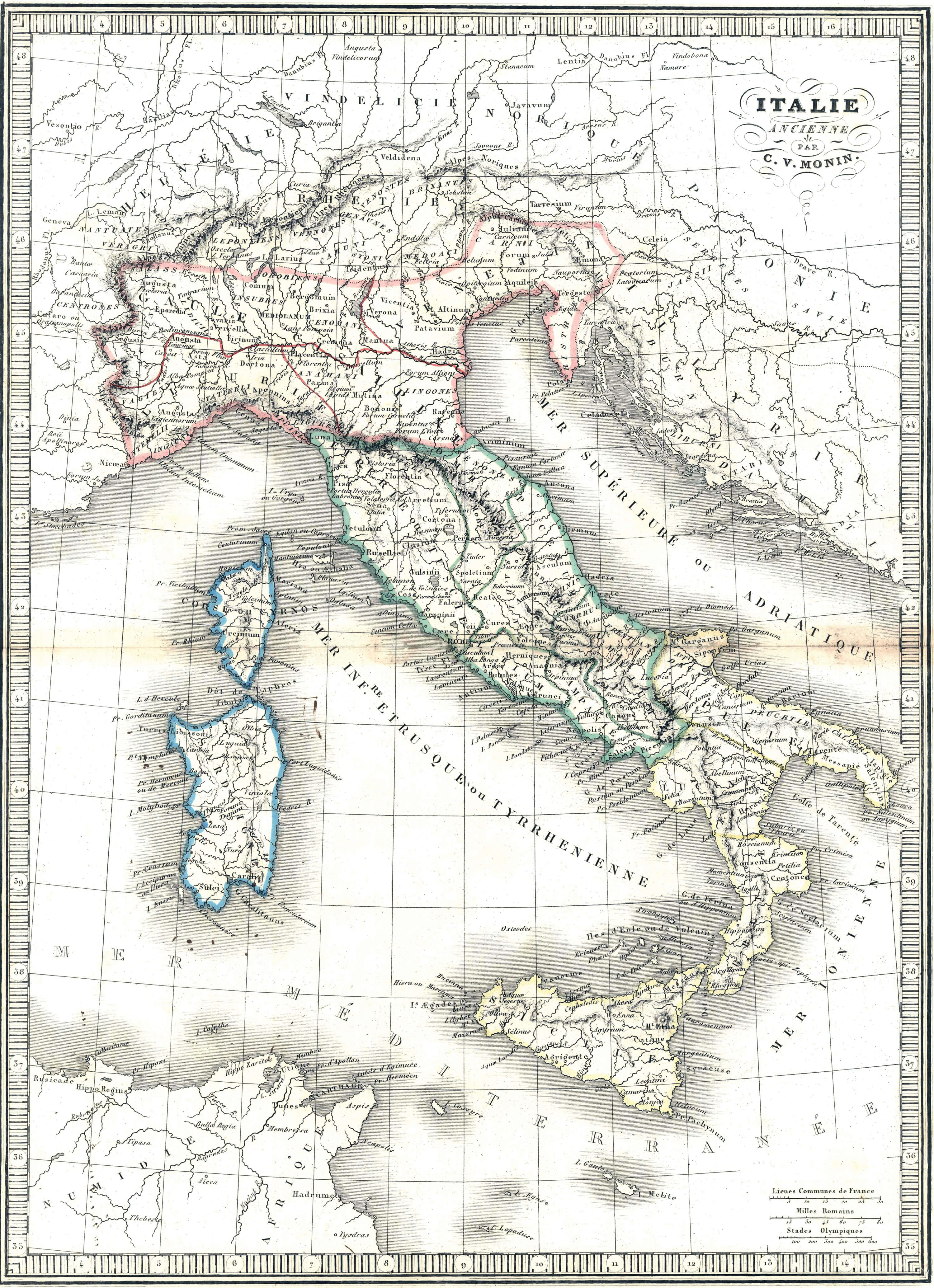 Ild map of Italian Peninsula 1839