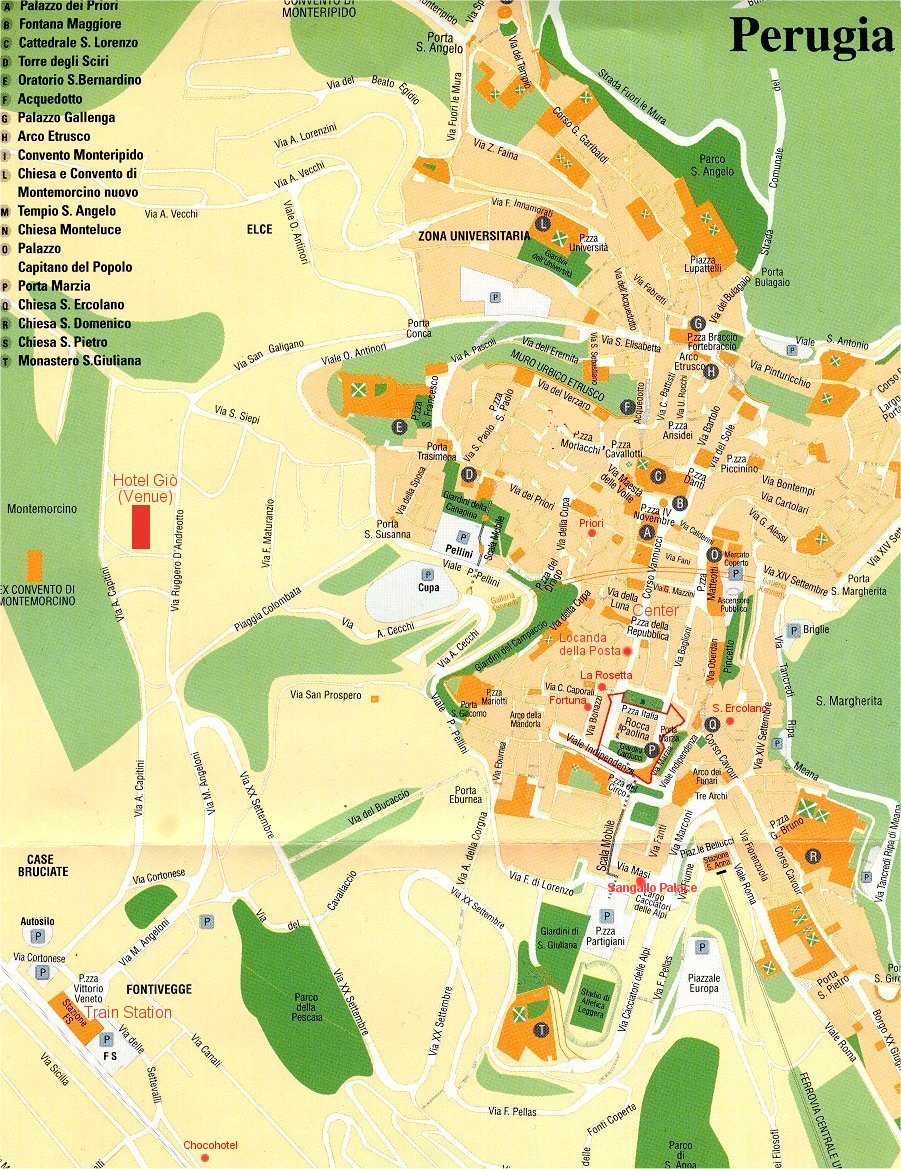 Perugia Tourist Map