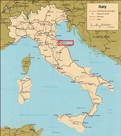 italy physical map Pesaro