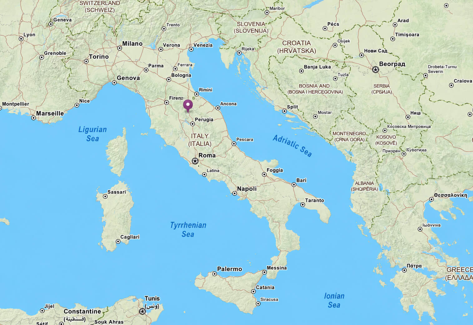 Italy Google terrain map