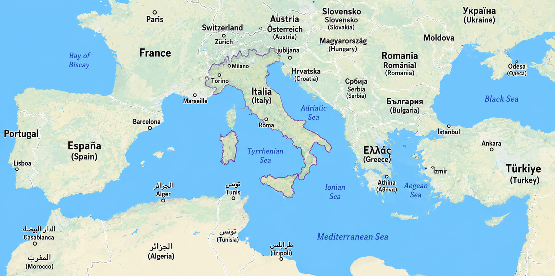 Italy map in Europe