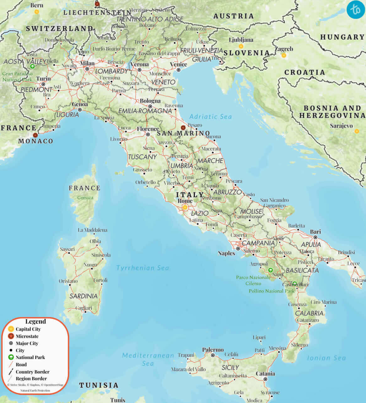 Italy physical map