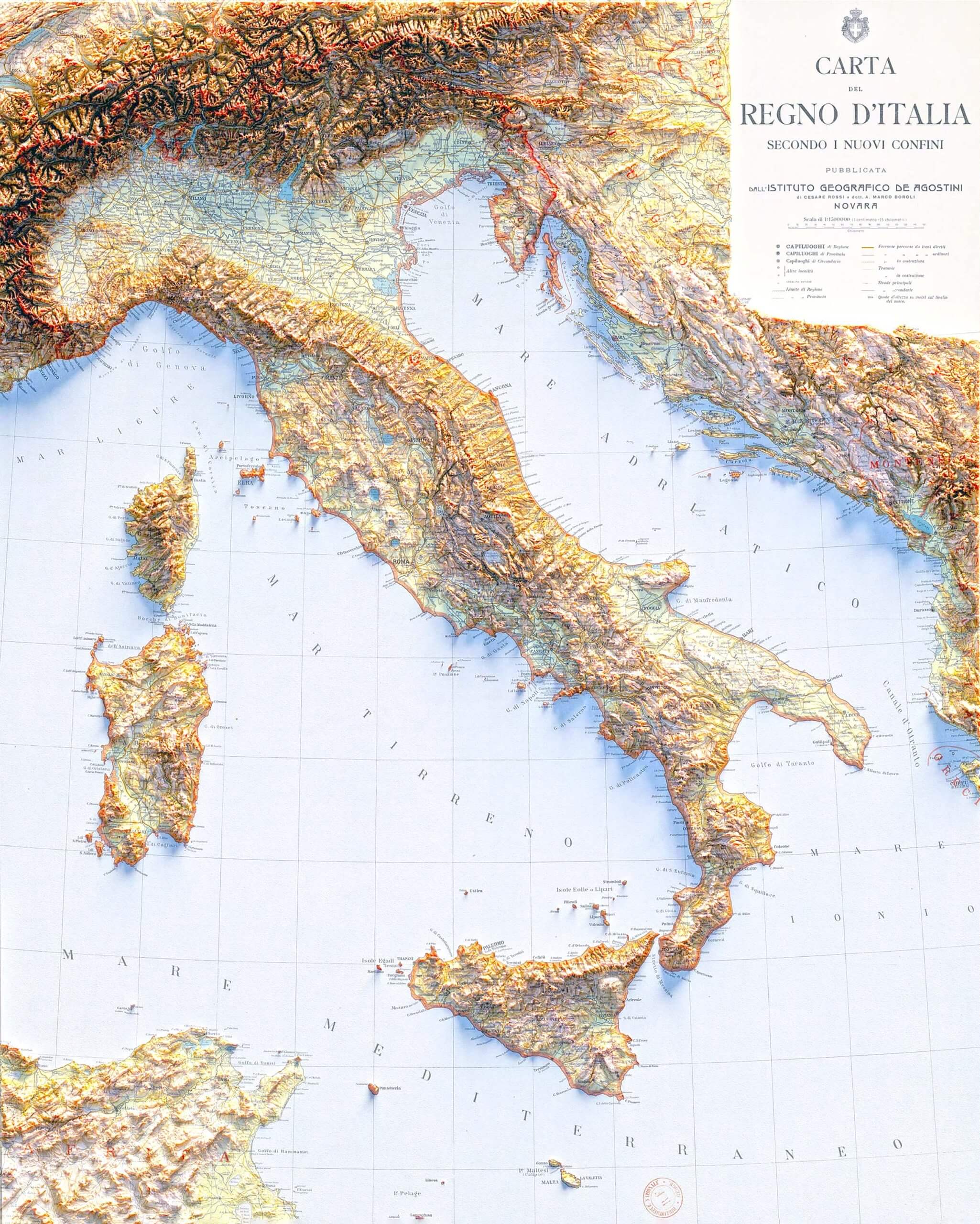 Italy relief map