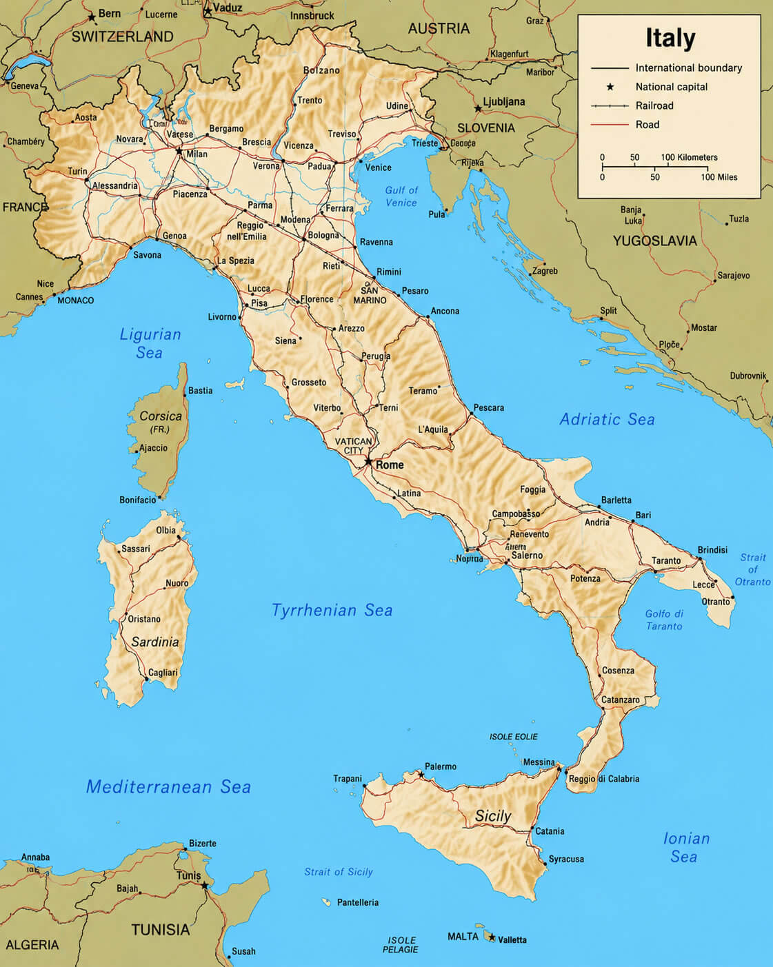Italy terrain map