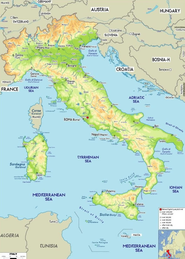 physical map italy