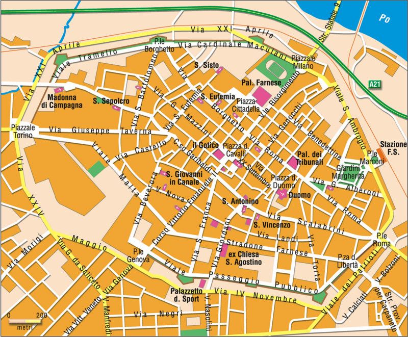 Piacenza city center map