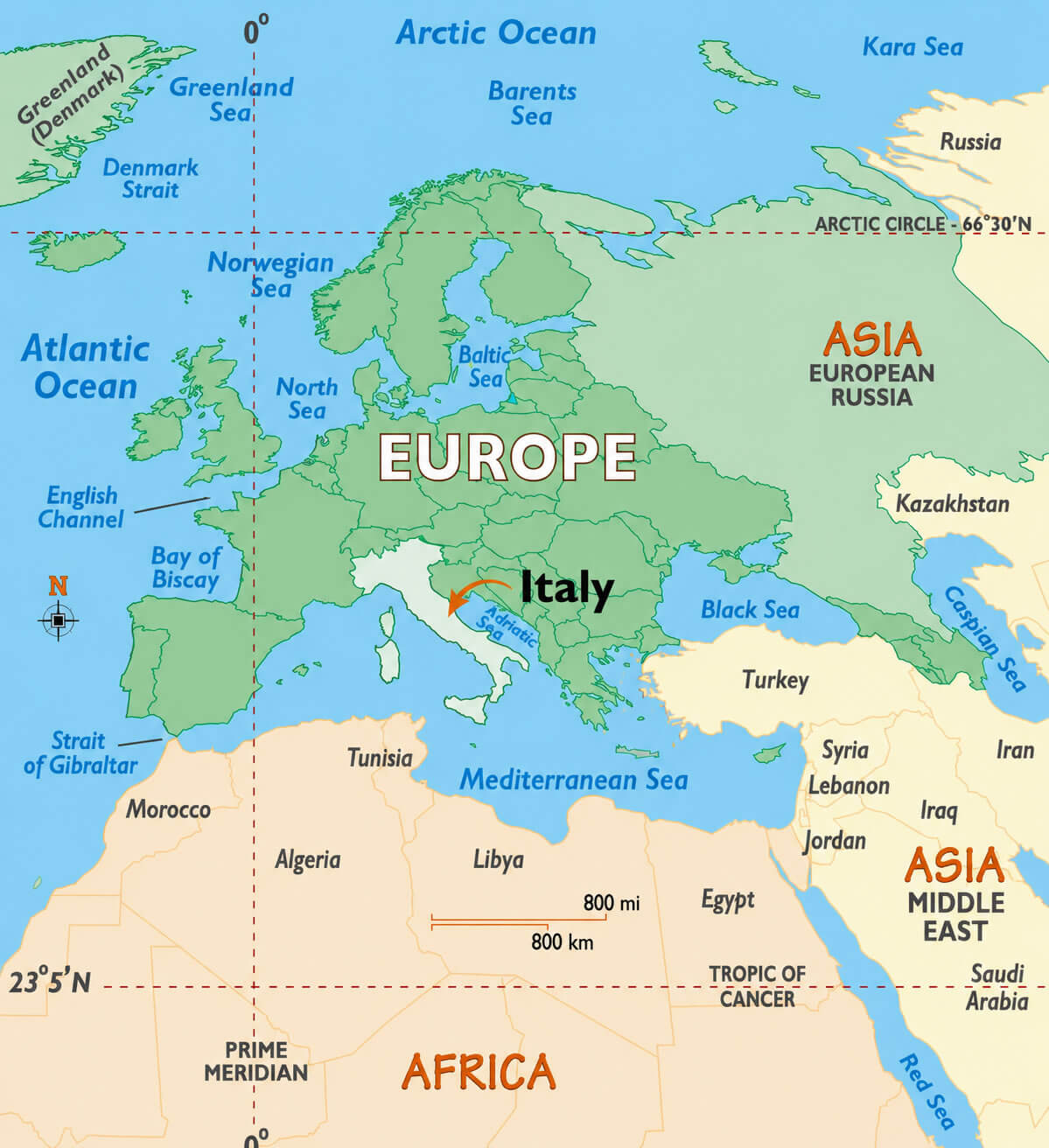 Italy location map in Europe