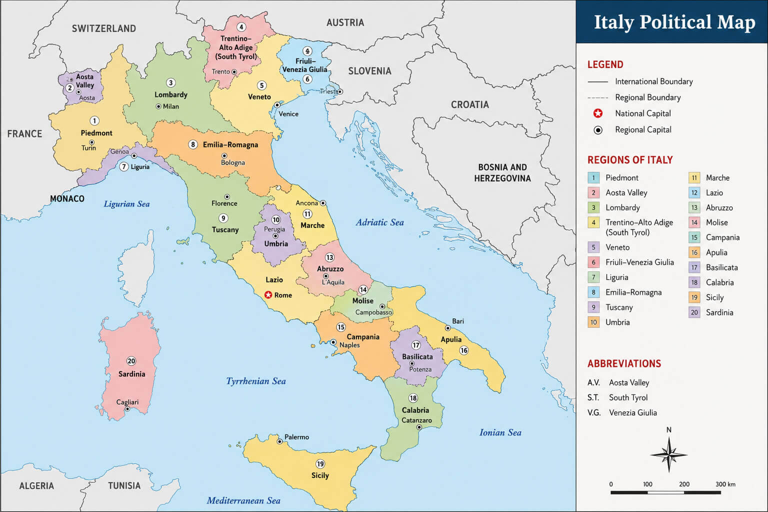 Political map of Italy
