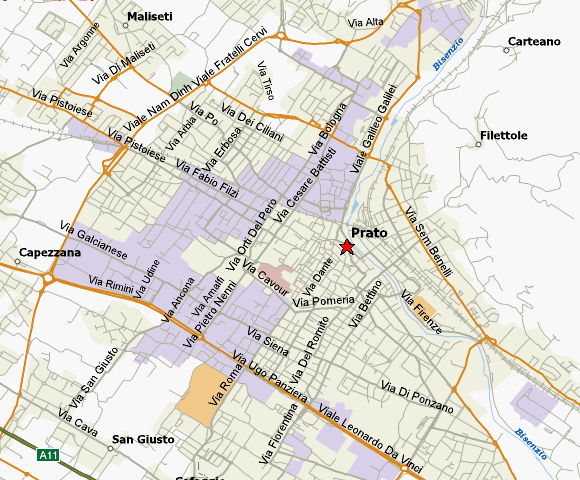 Prato districts map