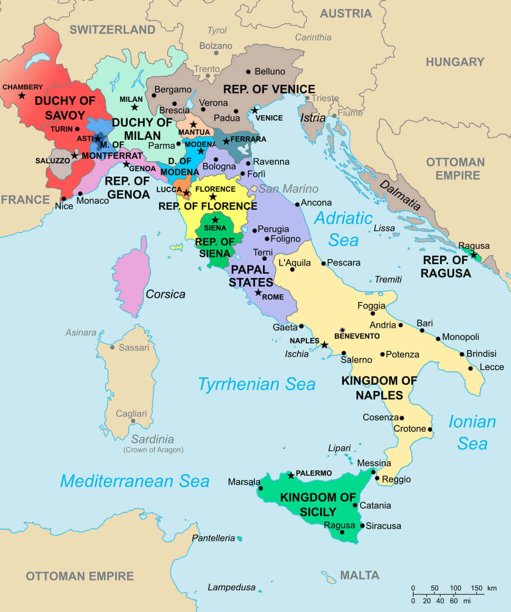 Italian states map in 1494