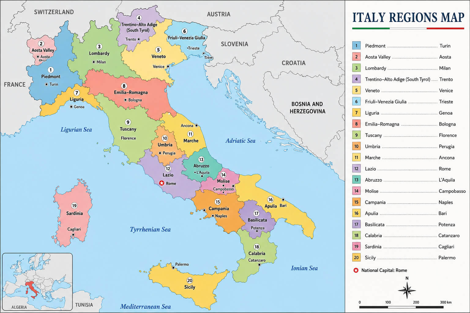 Italy regions map