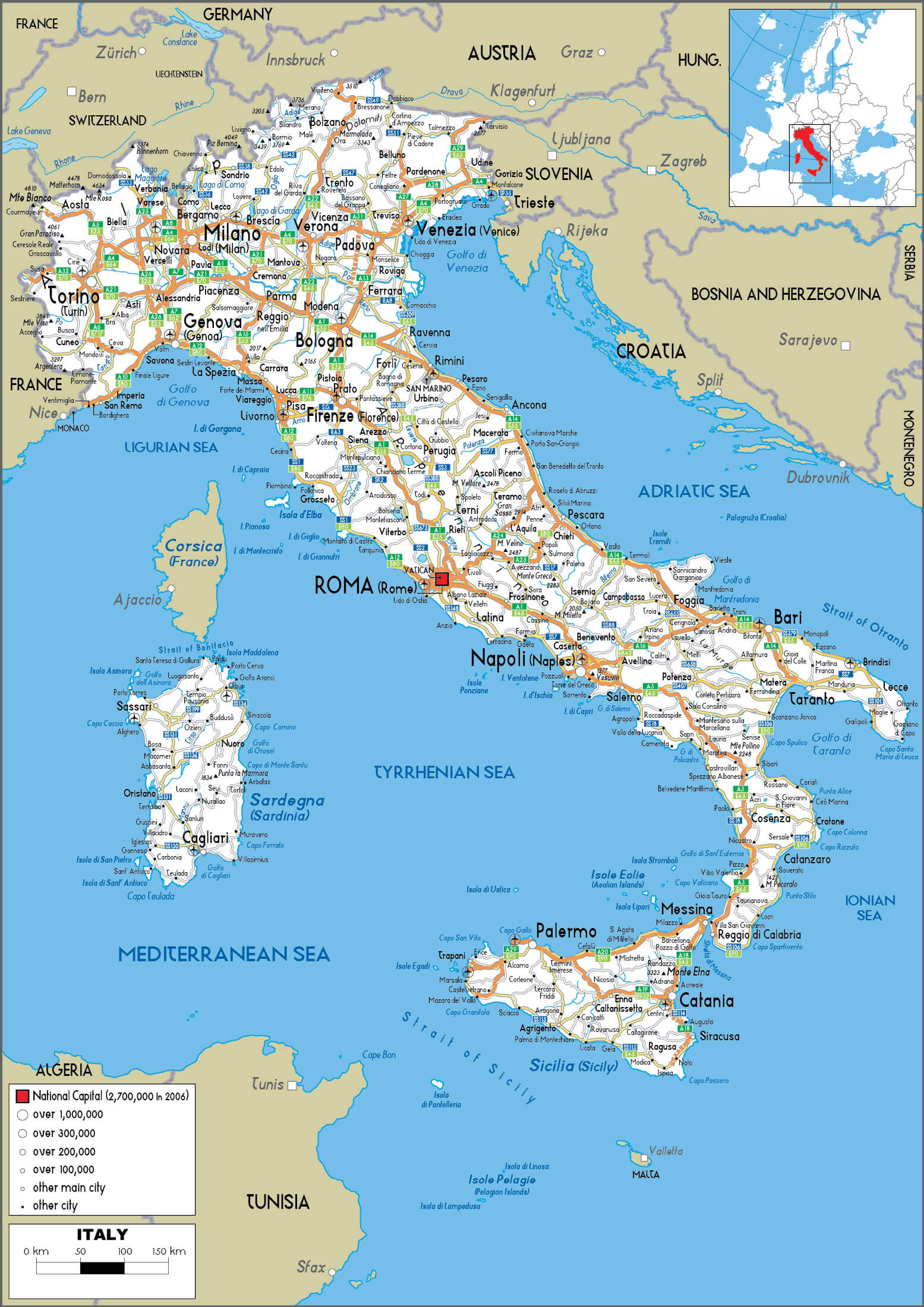 Italy highways map