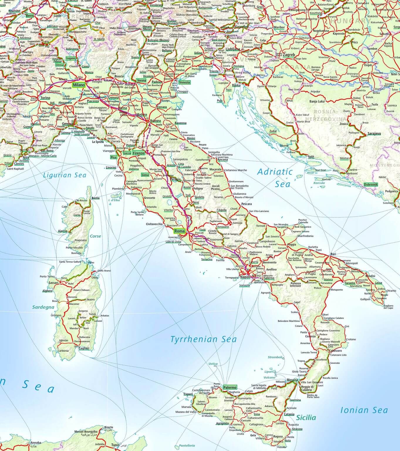 Italy railway map