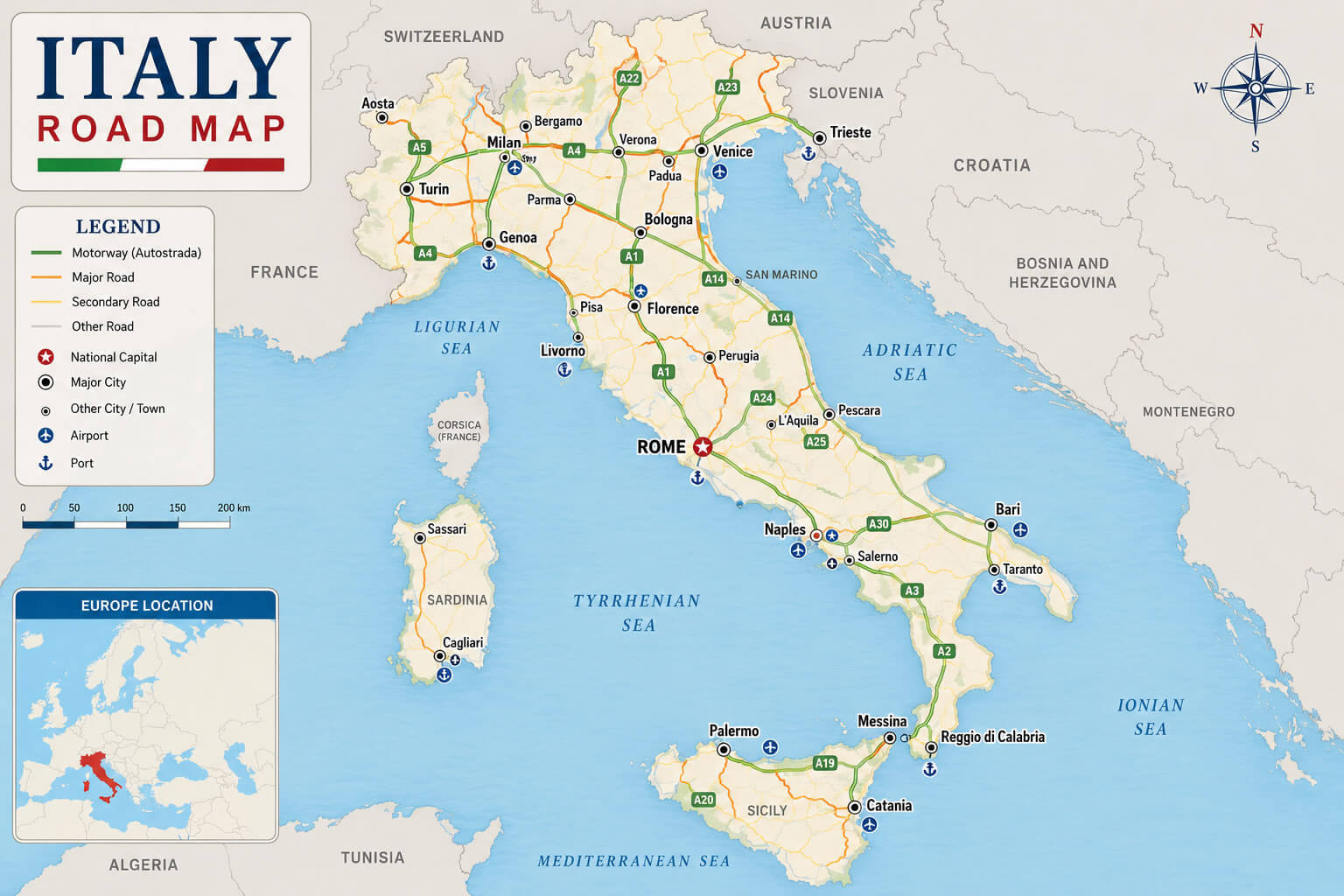 Italy road maps