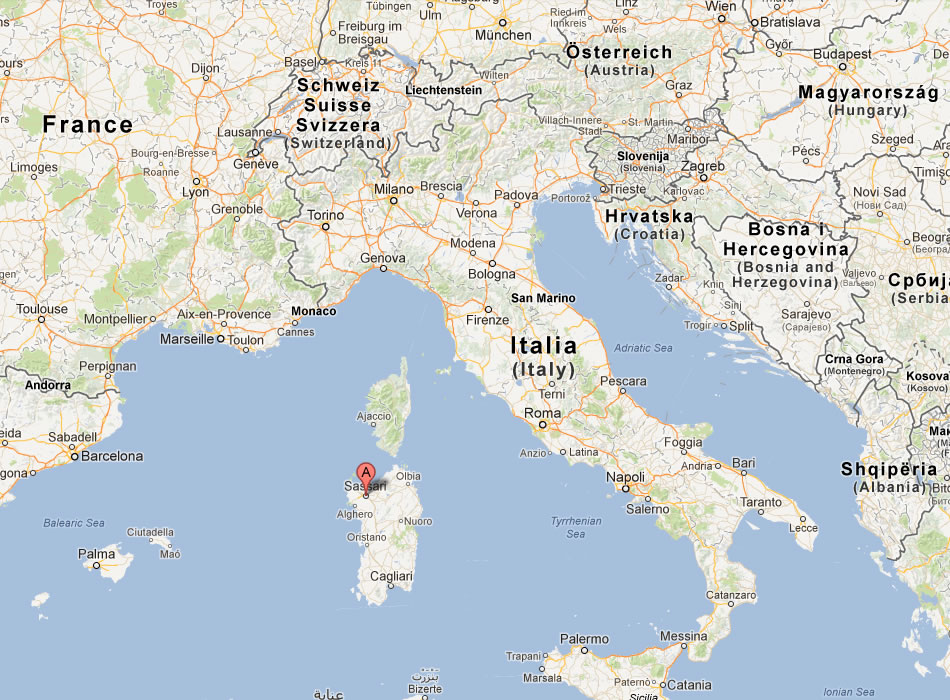 map of Sassari italy