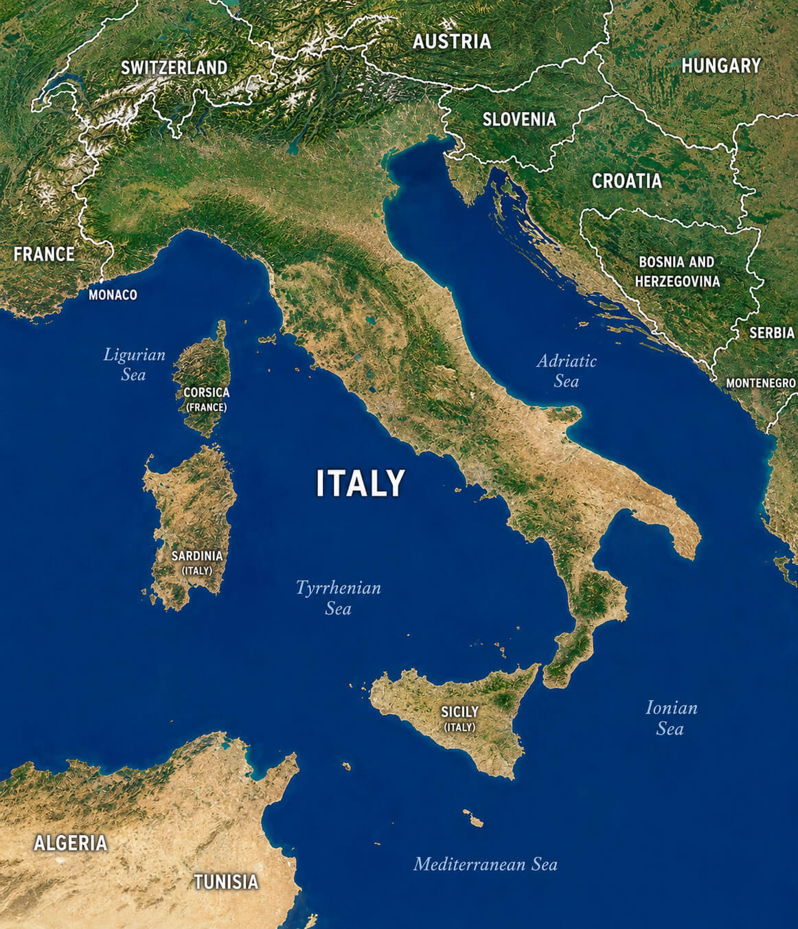 Italy satellite image map