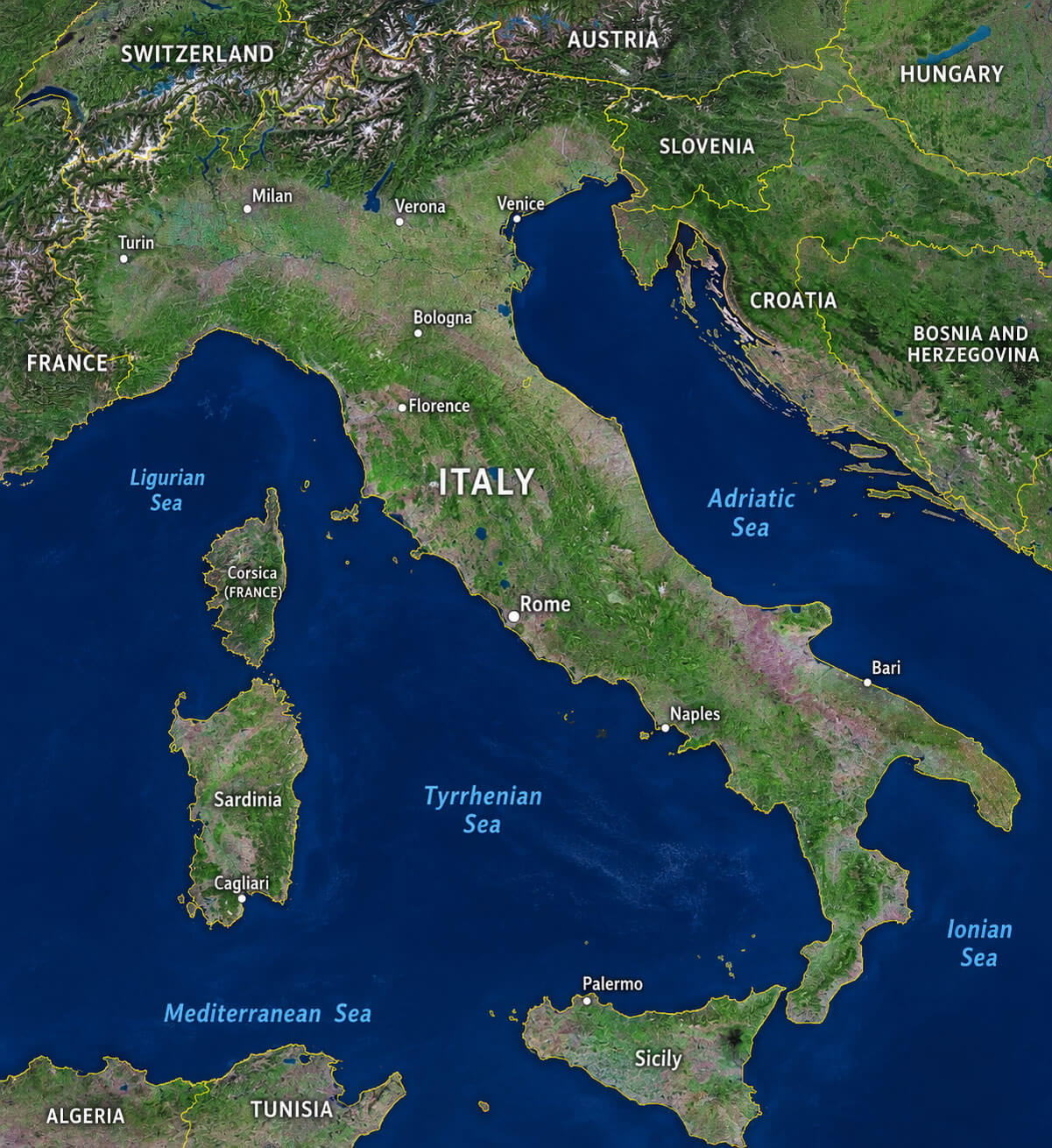 Italy satellite map