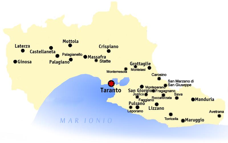 Province map of Taranto