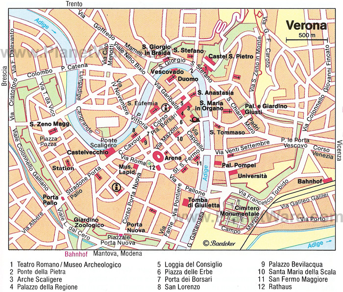 verona italy tourist map