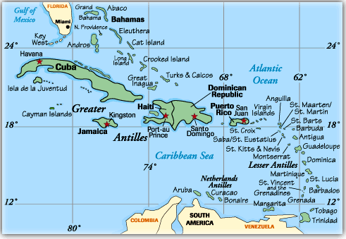 caribbean map jamaica
