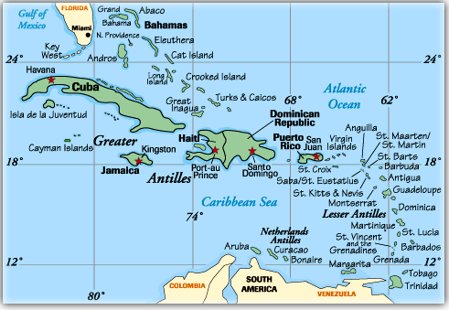 Caribbean Map Jamaica