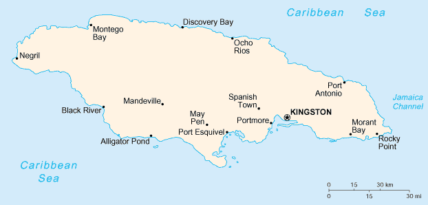 Jamaica Small Scale Map 2004