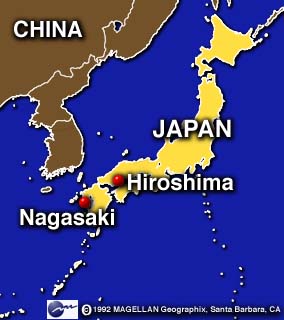 hiroshima nagasaki map