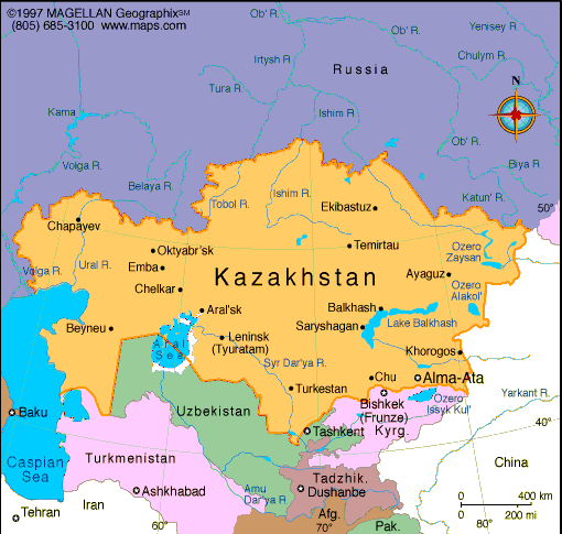 kazakhstan regions map
