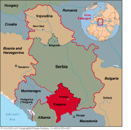 kosovo regions map