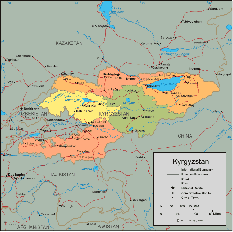 kyrgyzstan regions map