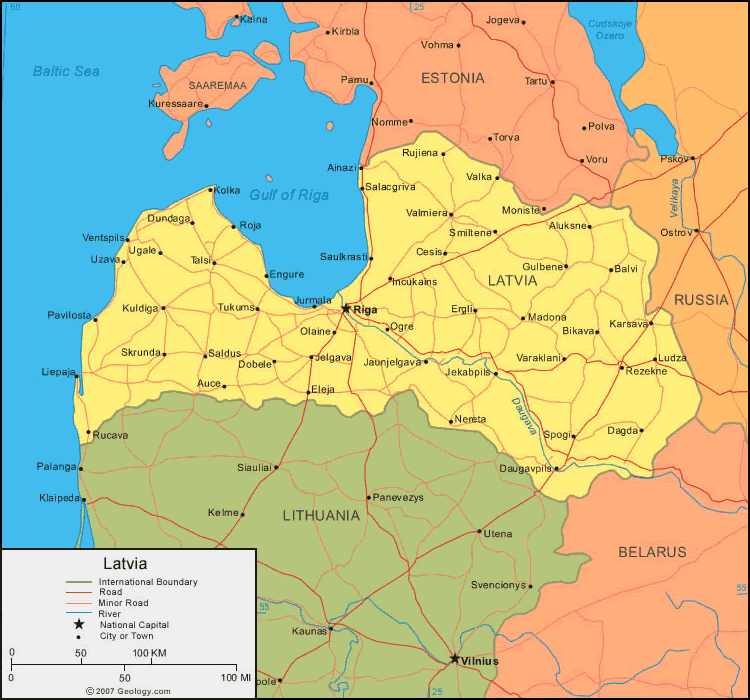 MAP OF LATVIA