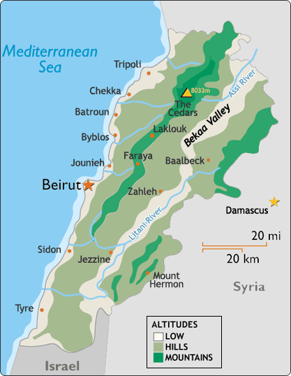 lebanon map beirut