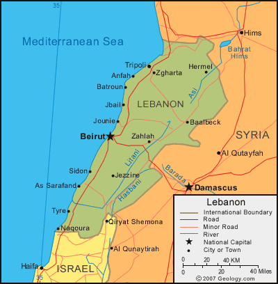sur Lebanon map