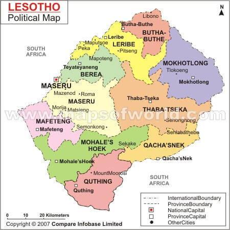 lesotho politic map