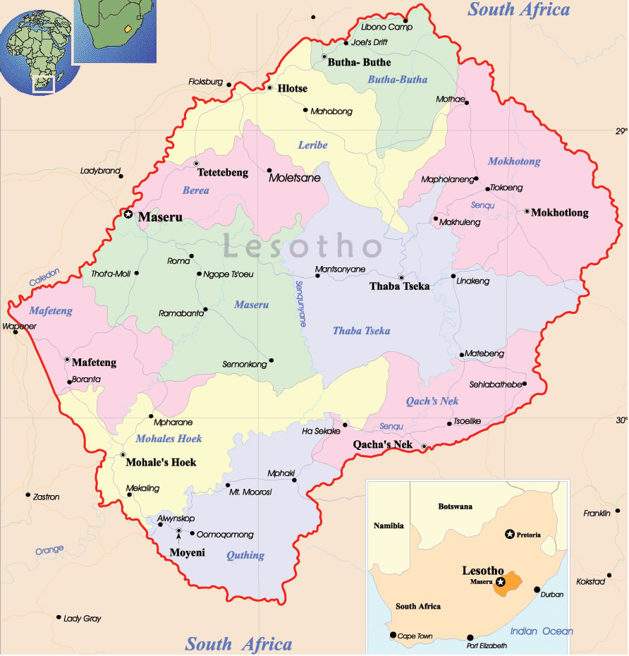 morija political map lesotho