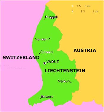 liechtenstein map switzerland austria