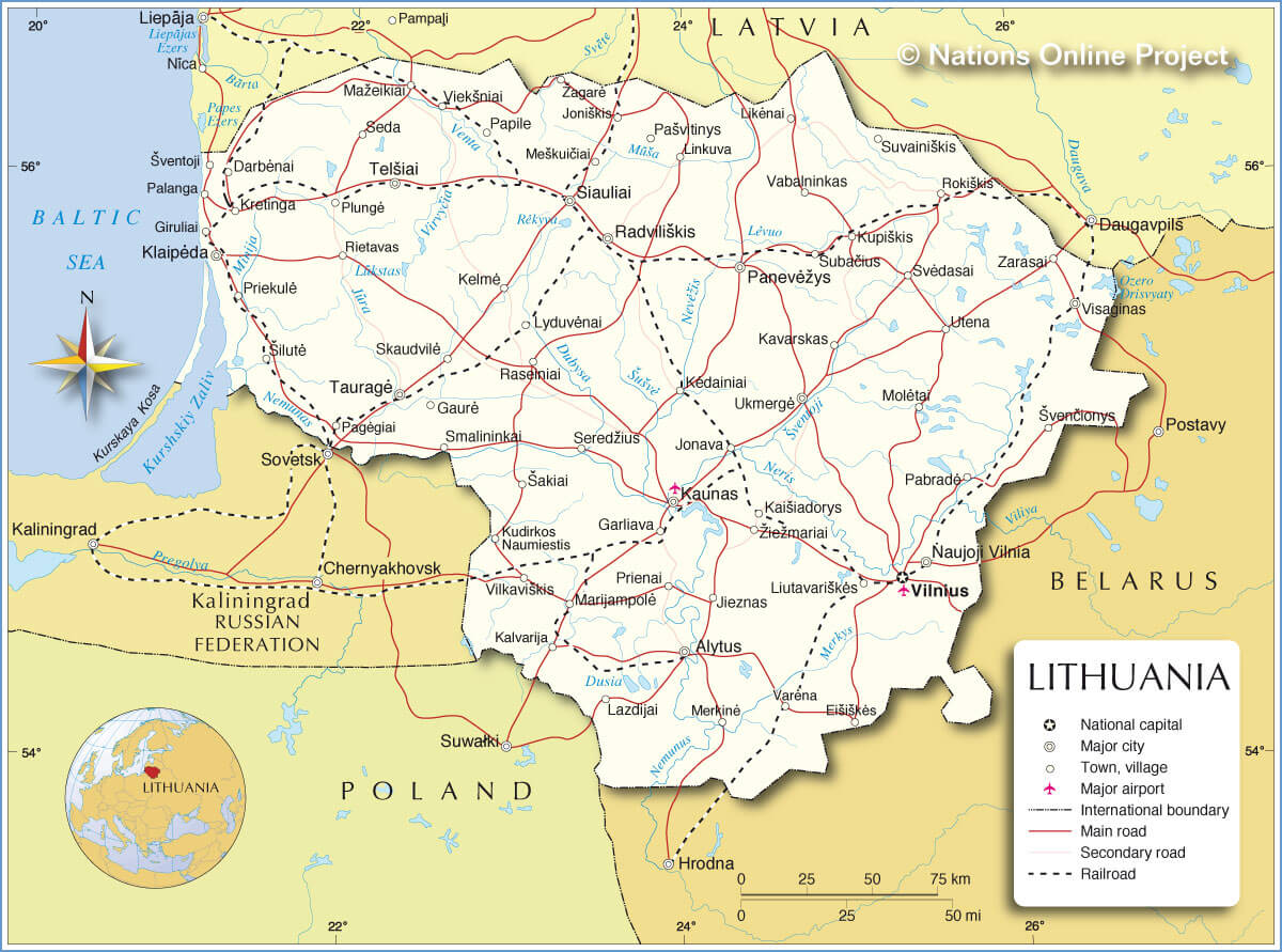 карта литвы