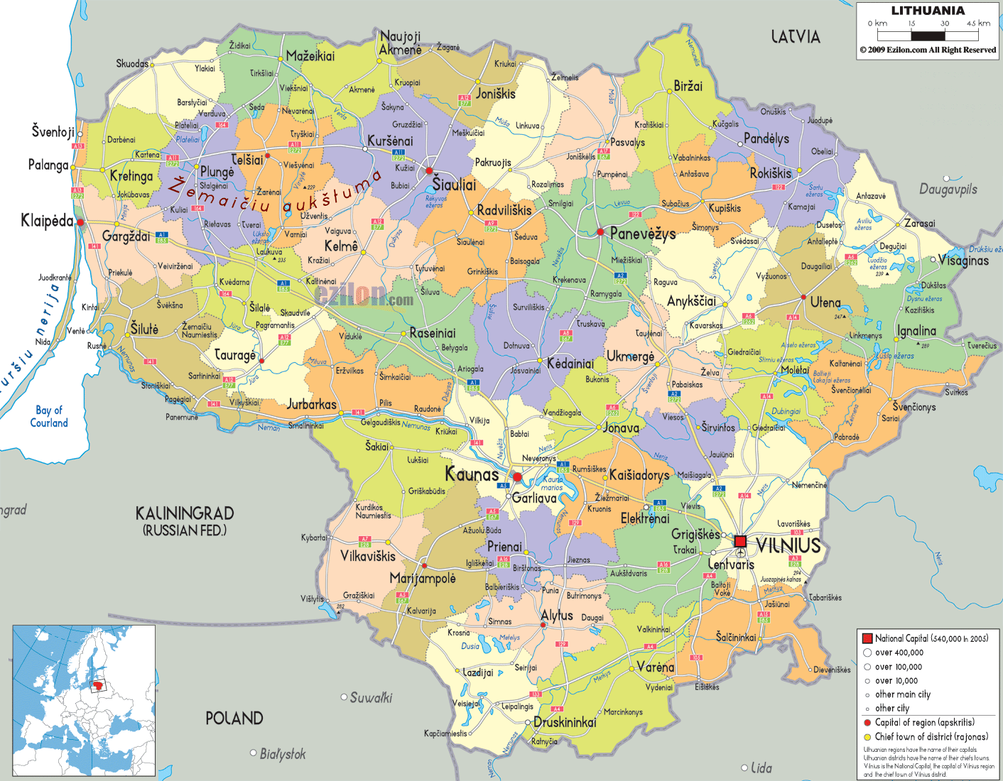 Lithuania Map Lithuania Map