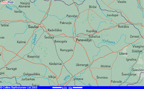 Panevezys area map
