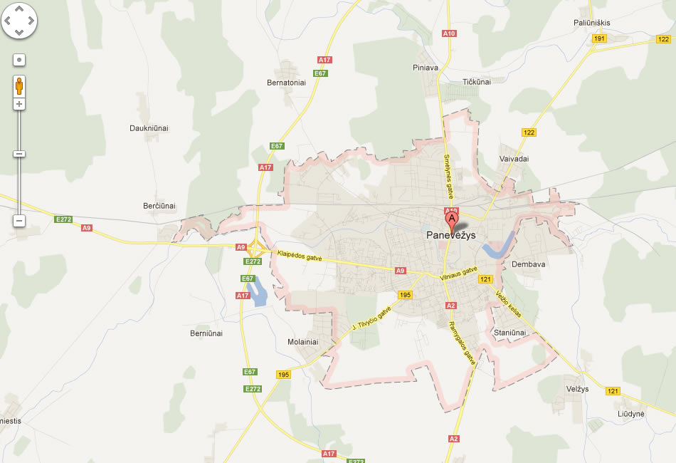 map of Panevezys