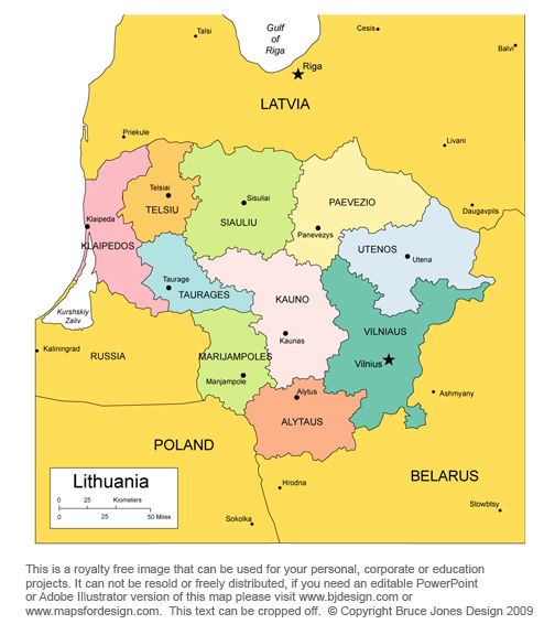 lithuania province map vilnius