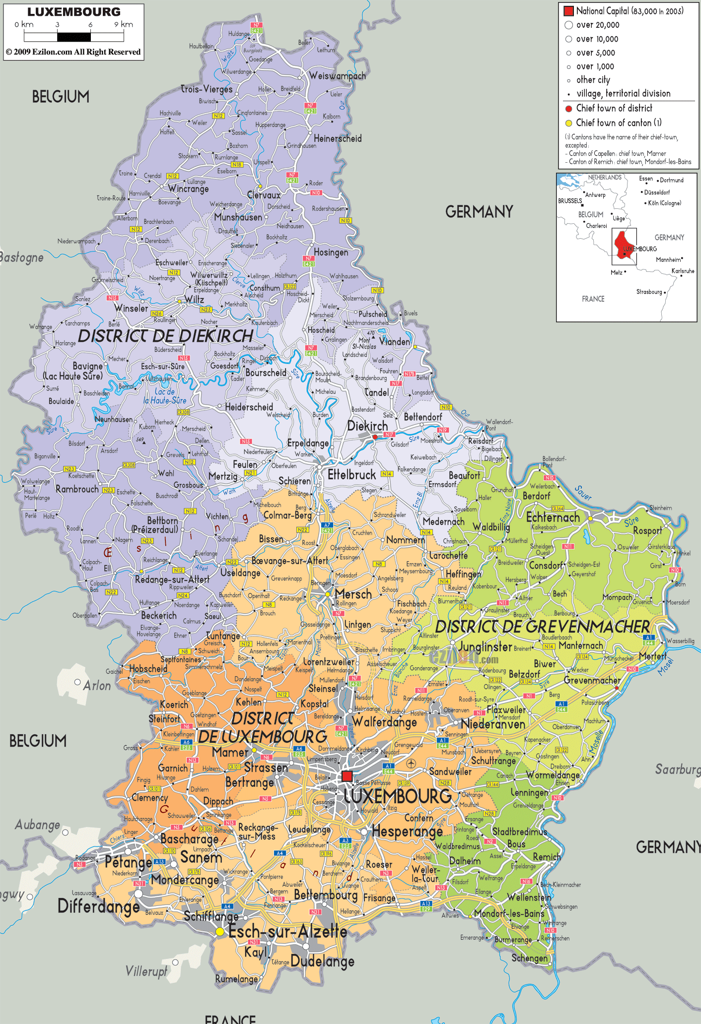 Luxembourg political map