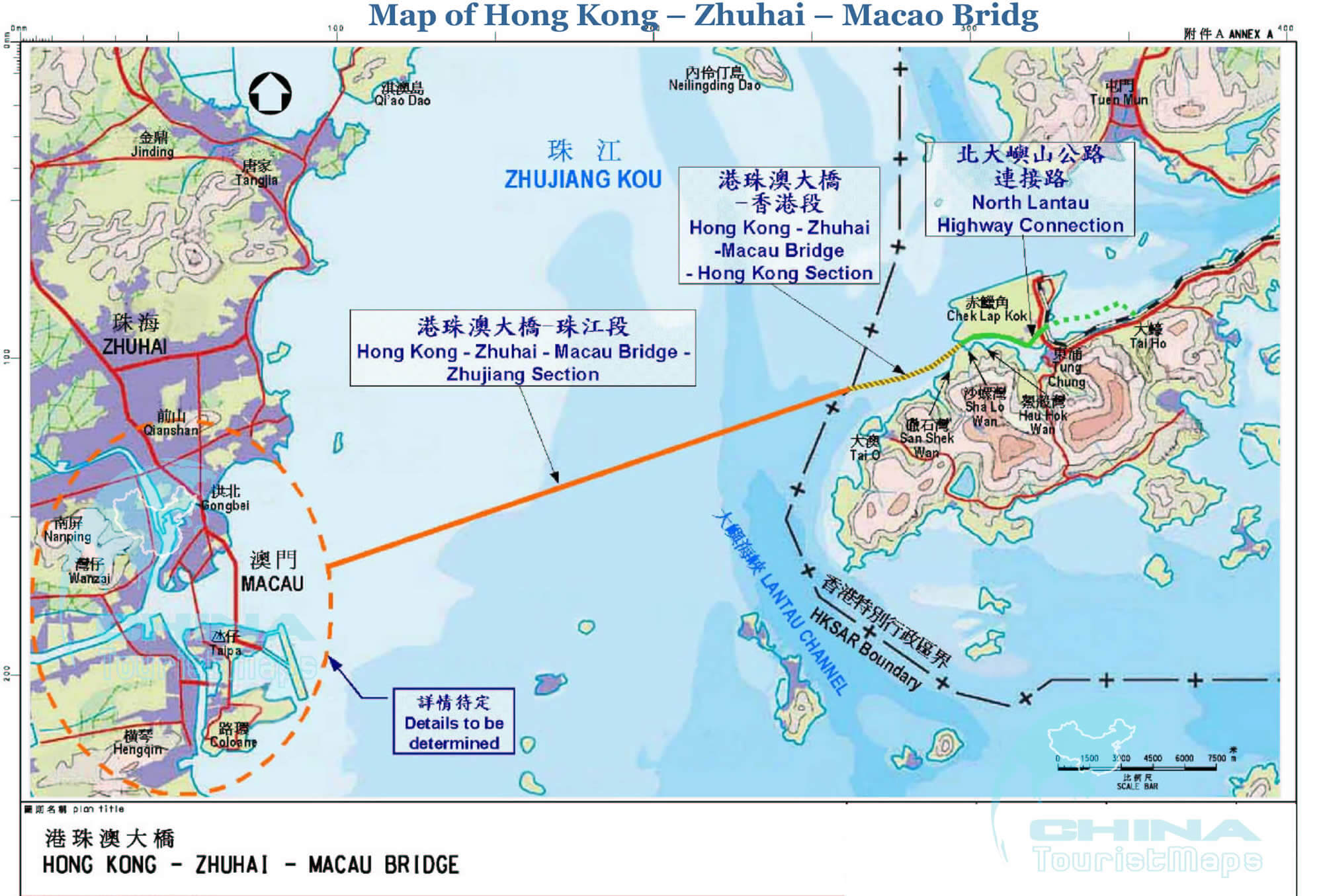 Map of Hong Kong Zhuhai Macau Bridge